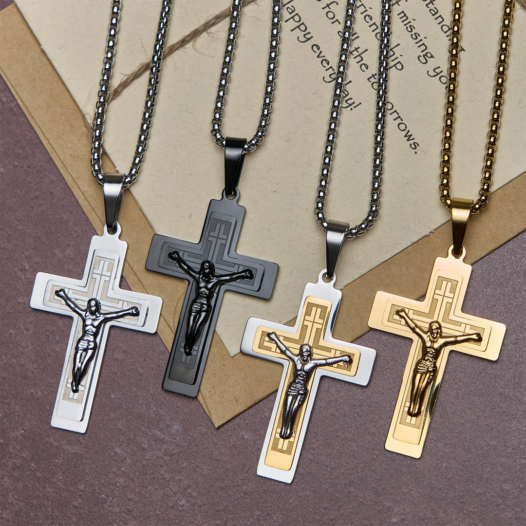 FREE Today: Classic Jesus Crucifix Pendant Necklace: Multi - Tone Metal Craft - Golden - image 0