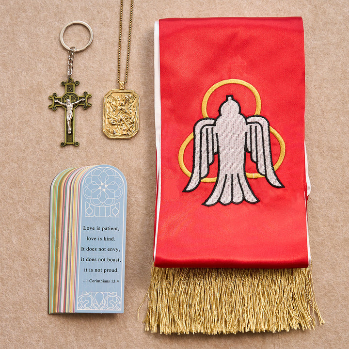 Blessing Set: St. Michael Guardian and Grace Blessing Kit for Pocket Prayer & Reflection - Golden Necklace - image 11