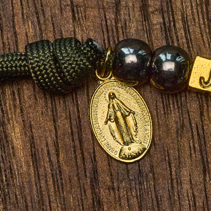 Hematite-Style Beads Compact Prayer Pocket Rosary with Crucifix & Personalized JESUS Letter - image 6