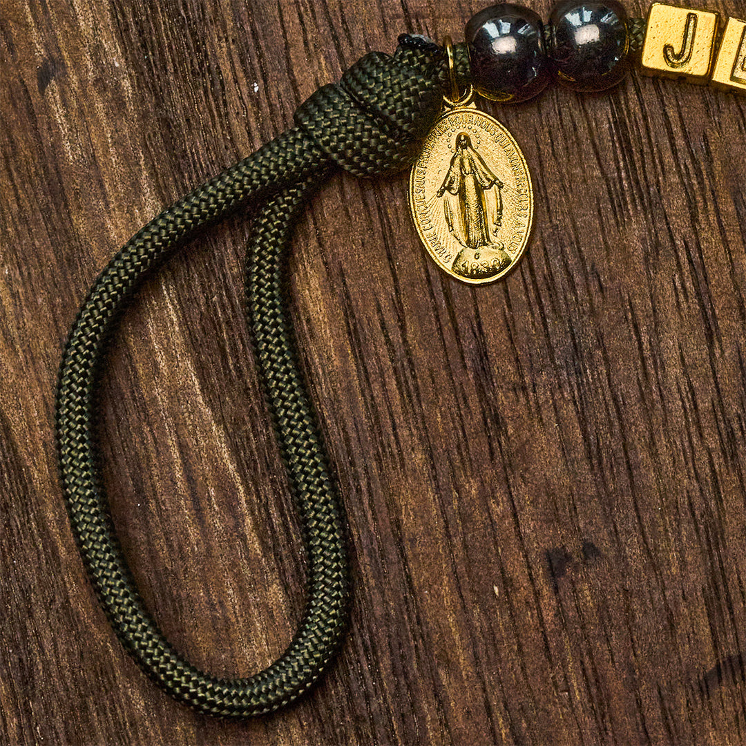 Hematite-Style Beads Compact Prayer Pocket Rosary with Crucifix & Personalized JESUS Letter - image 7