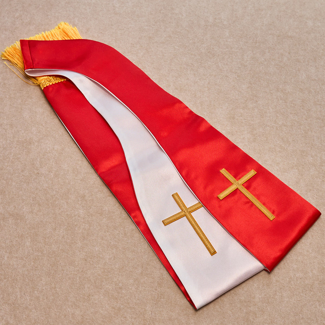 Christianartworkshop Virgin Mary Necklace, Crucifix Keychain, Red Stole and Scripture Bookmarks - image 3