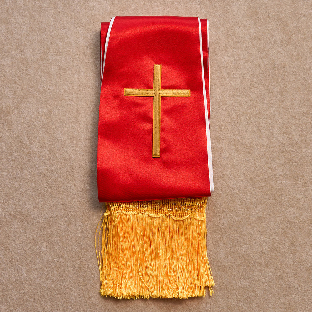 Christianartworkshop Virgin Mary Necklace, Crucifix Keychain, Red Stole and Scripture Bookmarks - image 1