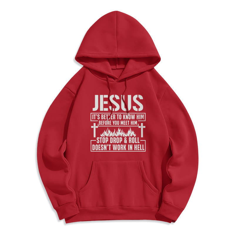 Christianartworkshop Jesus Cross & Flame Graphic with Faith Slogan Fleece Lined Polyester Hoodie - Red - 2XL - image 8