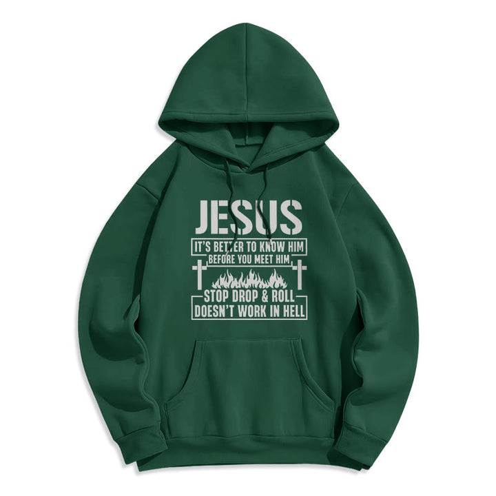 Christianartworkshop Jesus Cross & Flame Graphic with Faith Slogan Fleece Lined Polyester Hoodie - Green - 2XL - image 7