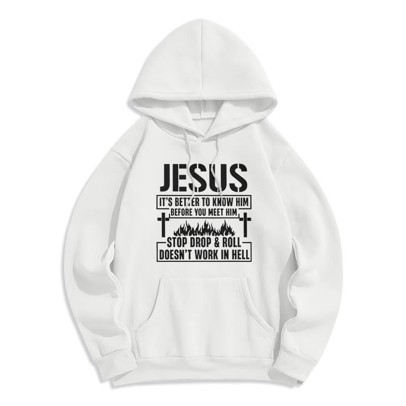 Christianartworkshop Jesus Cross & Flame Graphic with Faith Slogan Fleece Lined Polyester Hoodie - White - 2XL - image 2