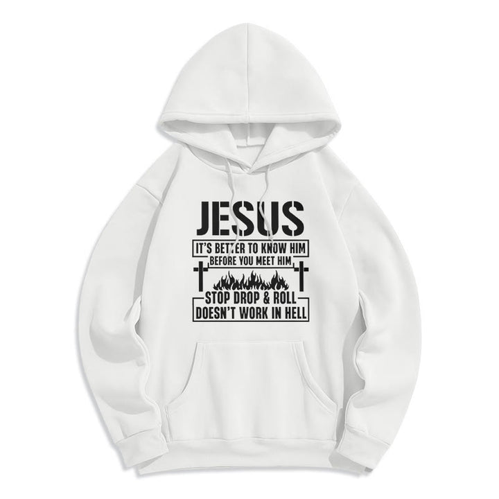 Christianartworkshop Jesus Cross & Flame Graphic with Faith Slogan Fleece Lined Polyester Hoodie - White - 2XL - image 2