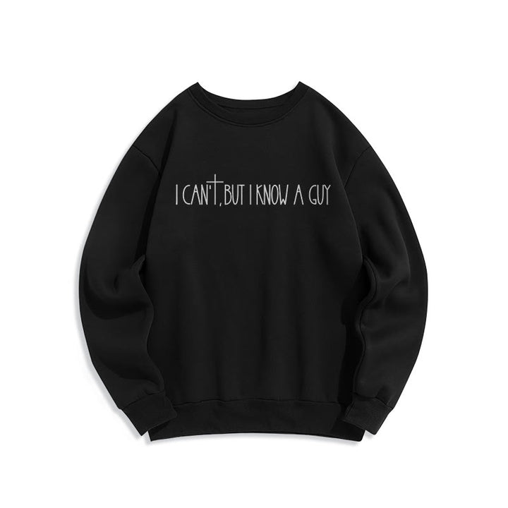 Christianartworkshop I Can't, But I Know A Guy with Cross Fleece Lined Polyester Sweatshirt - Black - 2XL - image 4