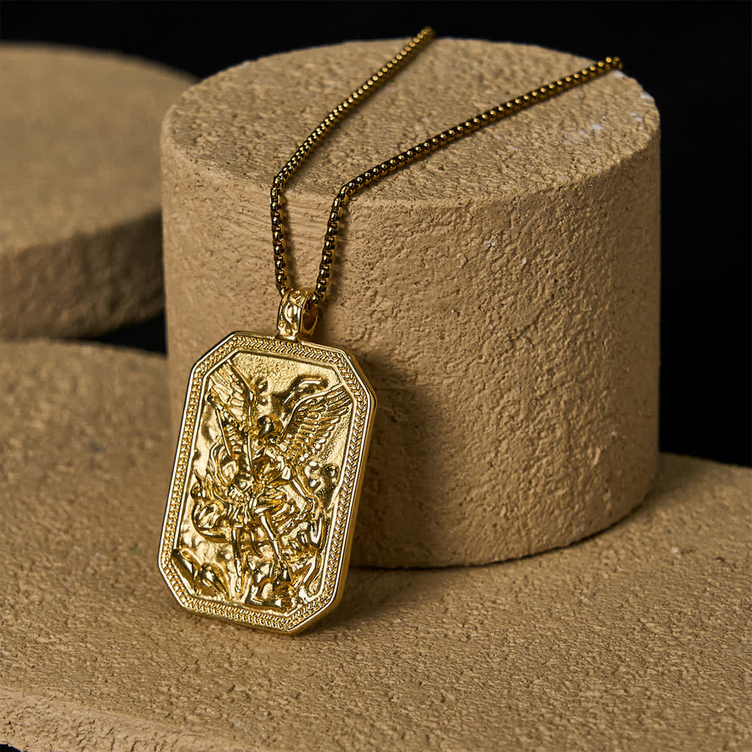 FREE Today: Classic Style St. Michael the Archangel Protection Stainless Steel Pendant Necklace - Golden - image 10