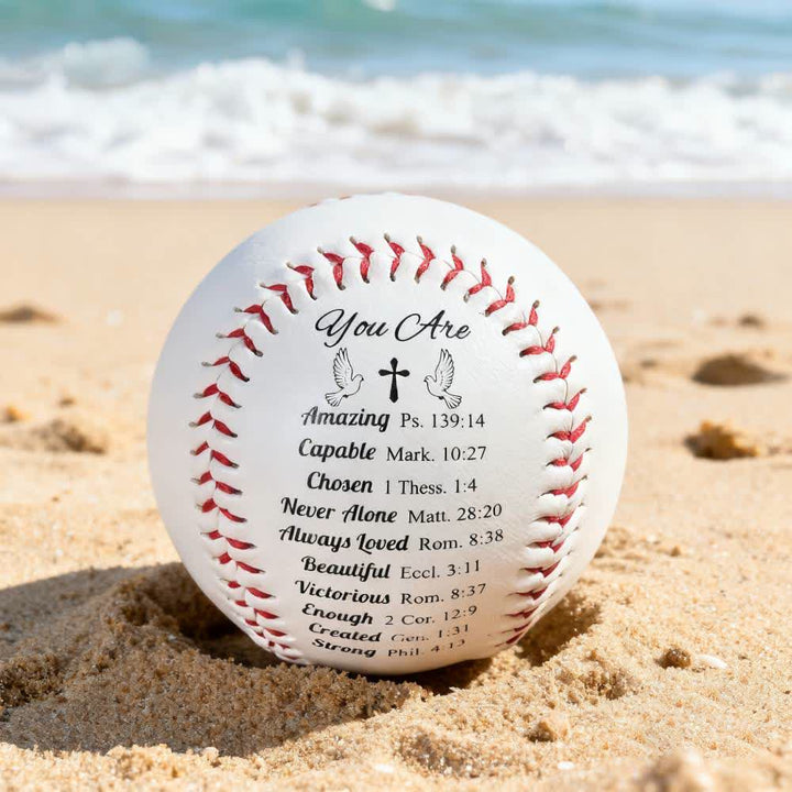 Christianartworkshop Scripture - Engraved Softball: Faith - Centered Design with Red Stitching - image 3