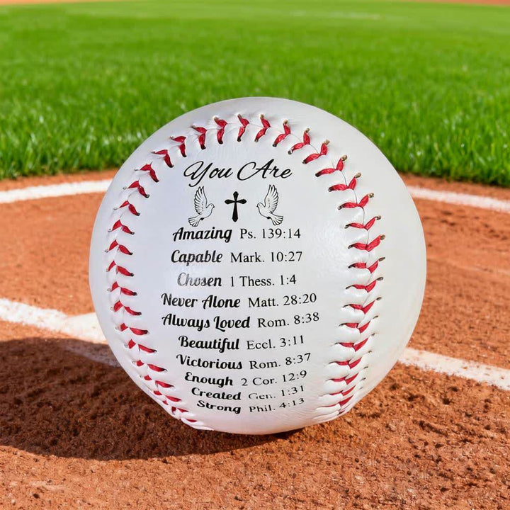 Christianartworkshop Scripture - Engraved Softball: Faith - Centered Design with Red Stitching - image 2