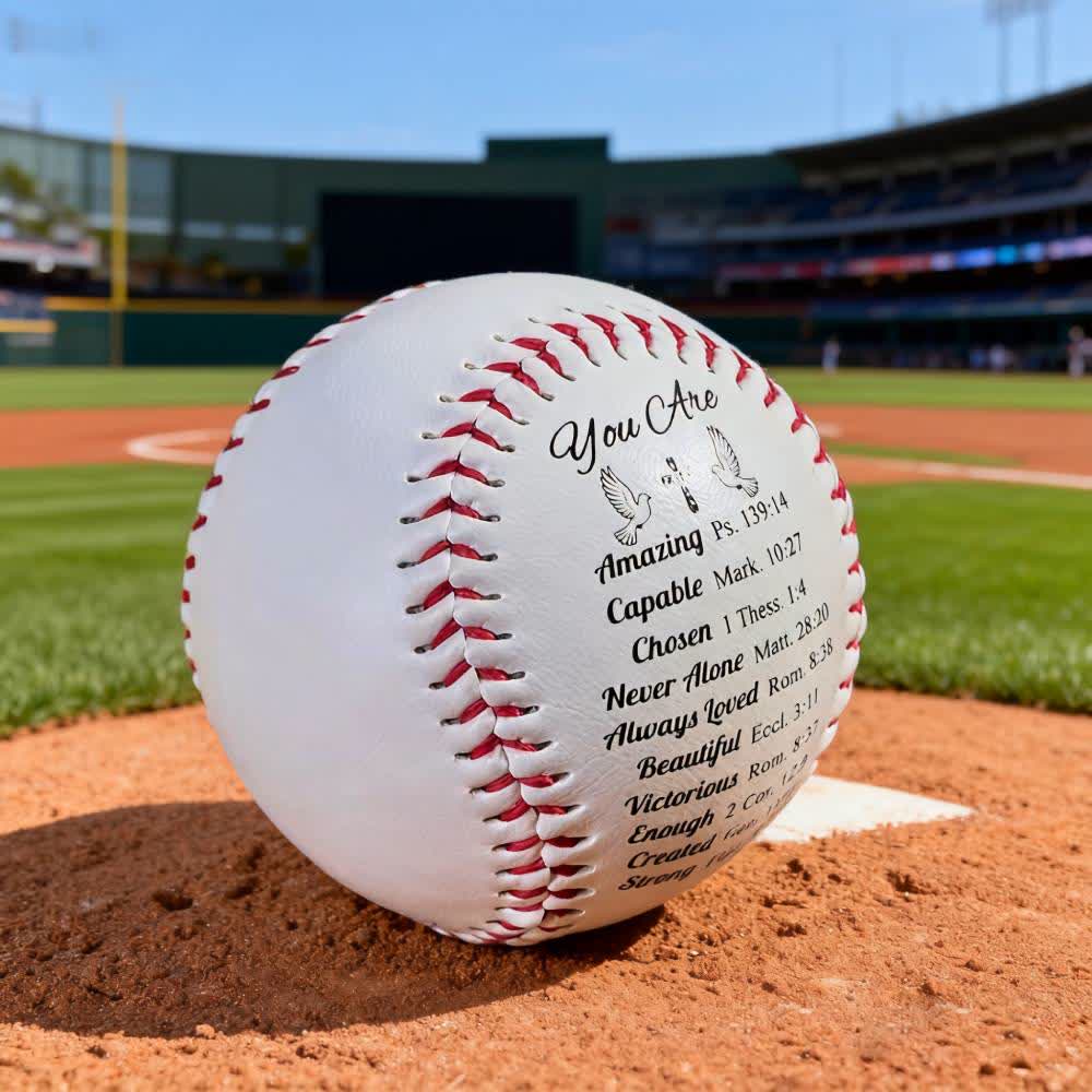 Christianartworkshop Scripture - Engraved Softball: Faith - Centered Design with Red Stitching - image 1
