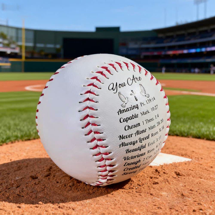 Christianartworkshop Scripture - Engraved Softball: Faith - Centered Design with Red Stitching - image 1