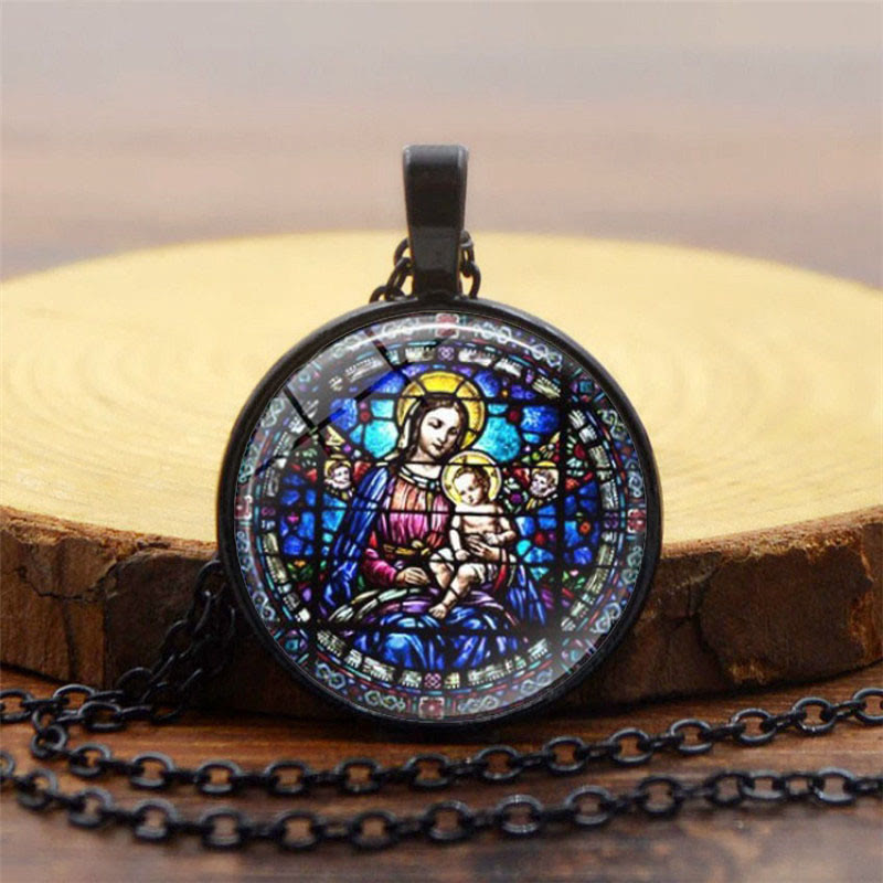 Choose Your Blessing Radiant Faith Necklace: Madonna with Child or Roses of Guadalupe  - Madonna & Child - Black - image 0