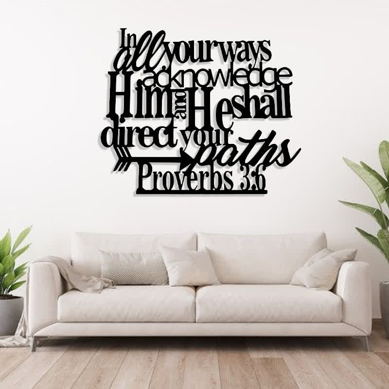 Christianartworkshop Proverbs 3:6 Black Metal Wall Sign with Arrow: Spiritual Direction - image 2