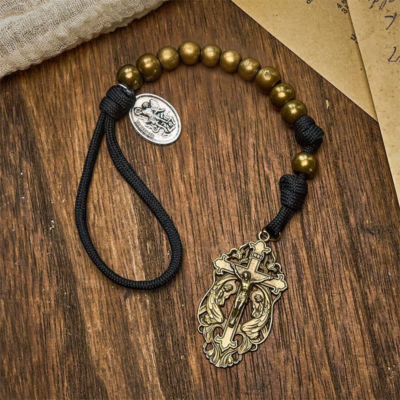 FREE Today: Minimal Black Rugged Pocket Rosary with St. Michael & Personalized JESUS Letter - No Letter - image 5