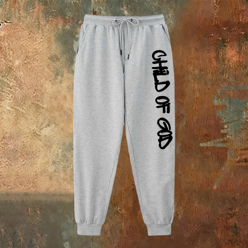 Christianartworkshop Faith-Inspired Child of God Graphic Sweatpants with Bold Letter Print - image 11