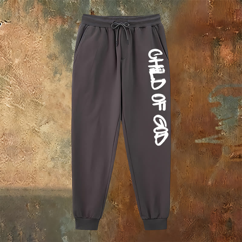 Christianartworkshop Faith-Inspired Child of God Graphic Sweatpants with Bold Letter Print - image 23