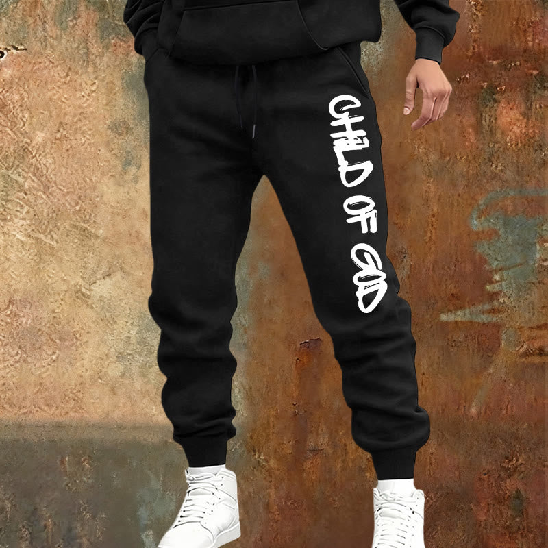 Christianartworkshop Faith-Inspired Child of God Graphic Sweatpants with Bold Letter Print - image 1