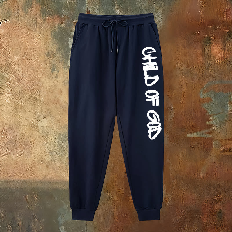 Christianartworkshop Faith-Inspired Child of God Graphic Sweatpants with Bold Letter Print - image 7
