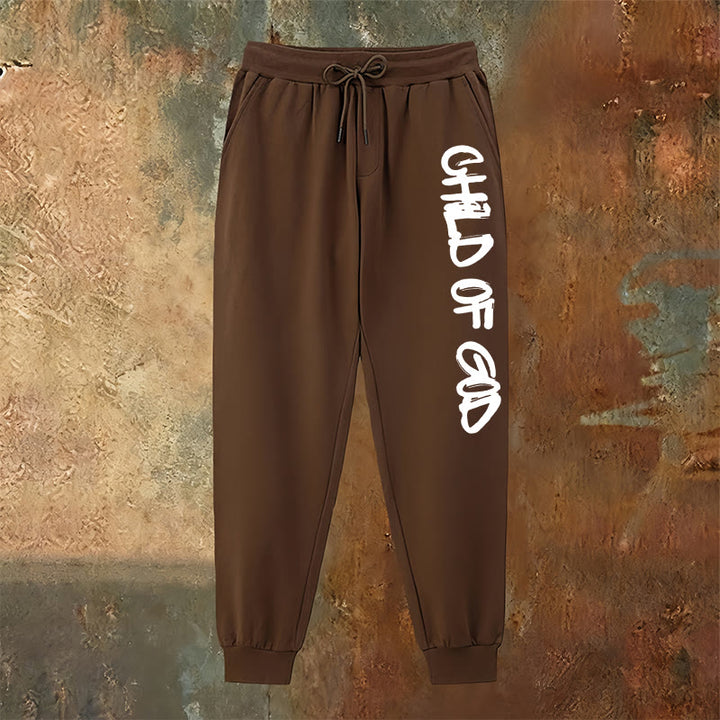 Christianartworkshop Faith-Inspired Child of God Graphic Sweatpants with Bold Letter Print - image 19
