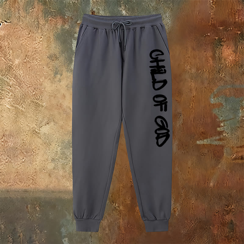 Christianartworkshop Faith-Inspired Child of God Graphic Sweatpants with Bold Letter Print - image 15