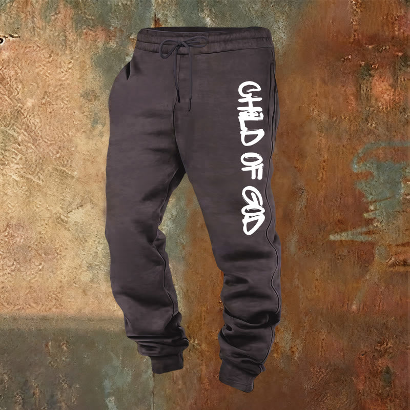 Christianartworkshop Faith-Inspired Child of God Graphic Sweatpants with Bold Letter Print - Dark Grey - 2XL - image 21