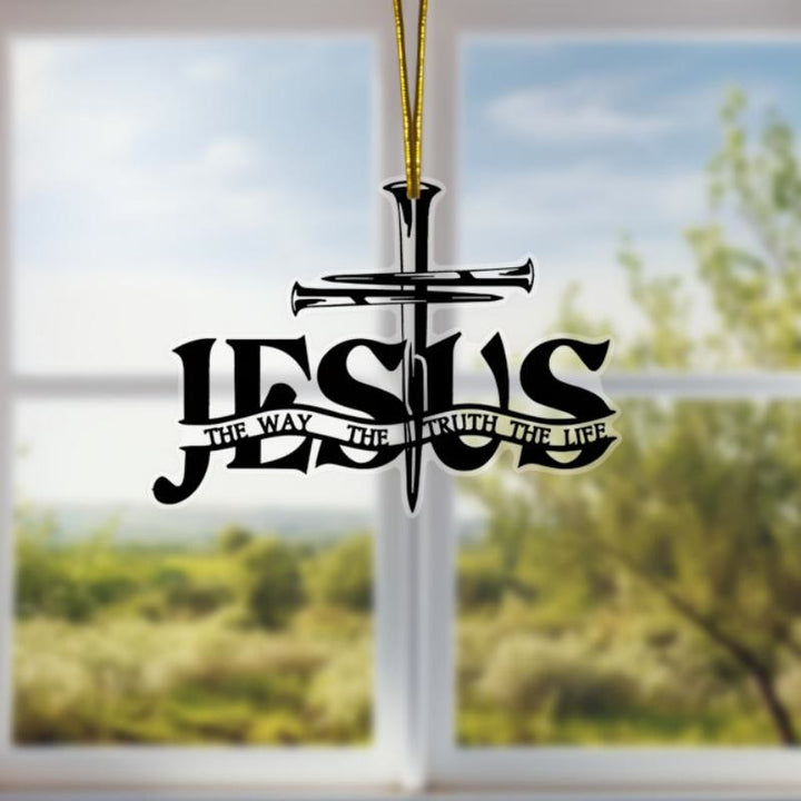 FREE Today: Bohemian Style Flat Jesus Prayer Cross Car Pendant with Inscription - image 3