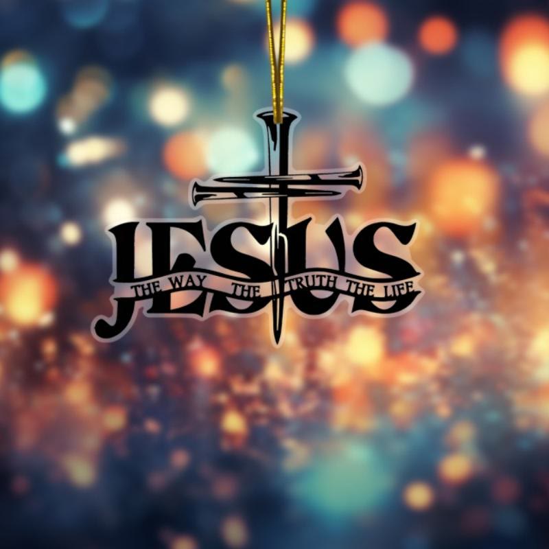 FREE Today: Bohemian Style Flat Jesus Prayer Cross Car Pendant with Inscription - image 2