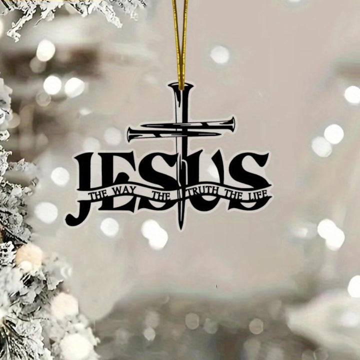 FREE Today: Bohemian Style Flat Jesus Prayer Cross Car Pendant with Inscription - image 4