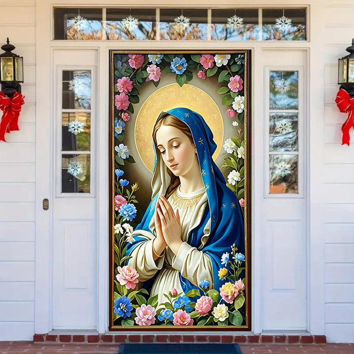 Christianartworkshop Sacred Madonna Floral Door Curtain: Faith Reflection & Artistic Atmosphere - image 2