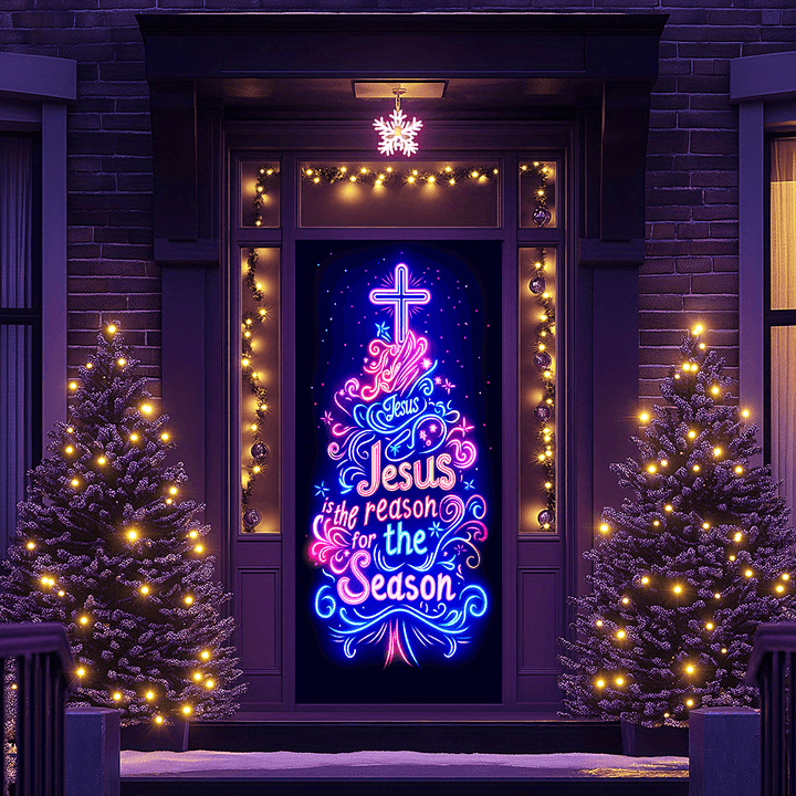 Christianartworkshop Jesus Reason Neon Door Curtain: Faithful Companion & Daily Festive Vibe - image 3