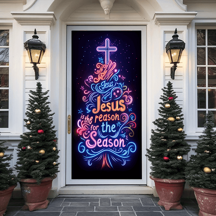 Christianartworkshop Jesus Reason Neon Door Curtain: Faithful Companion & Daily Festive Vibe - image 1