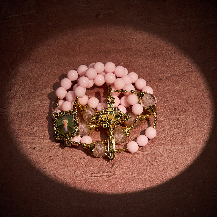 FREE Today: Elegant Pink Beads Faithful Rosary with Divine Mercy for Spiritual Comfort - image 1