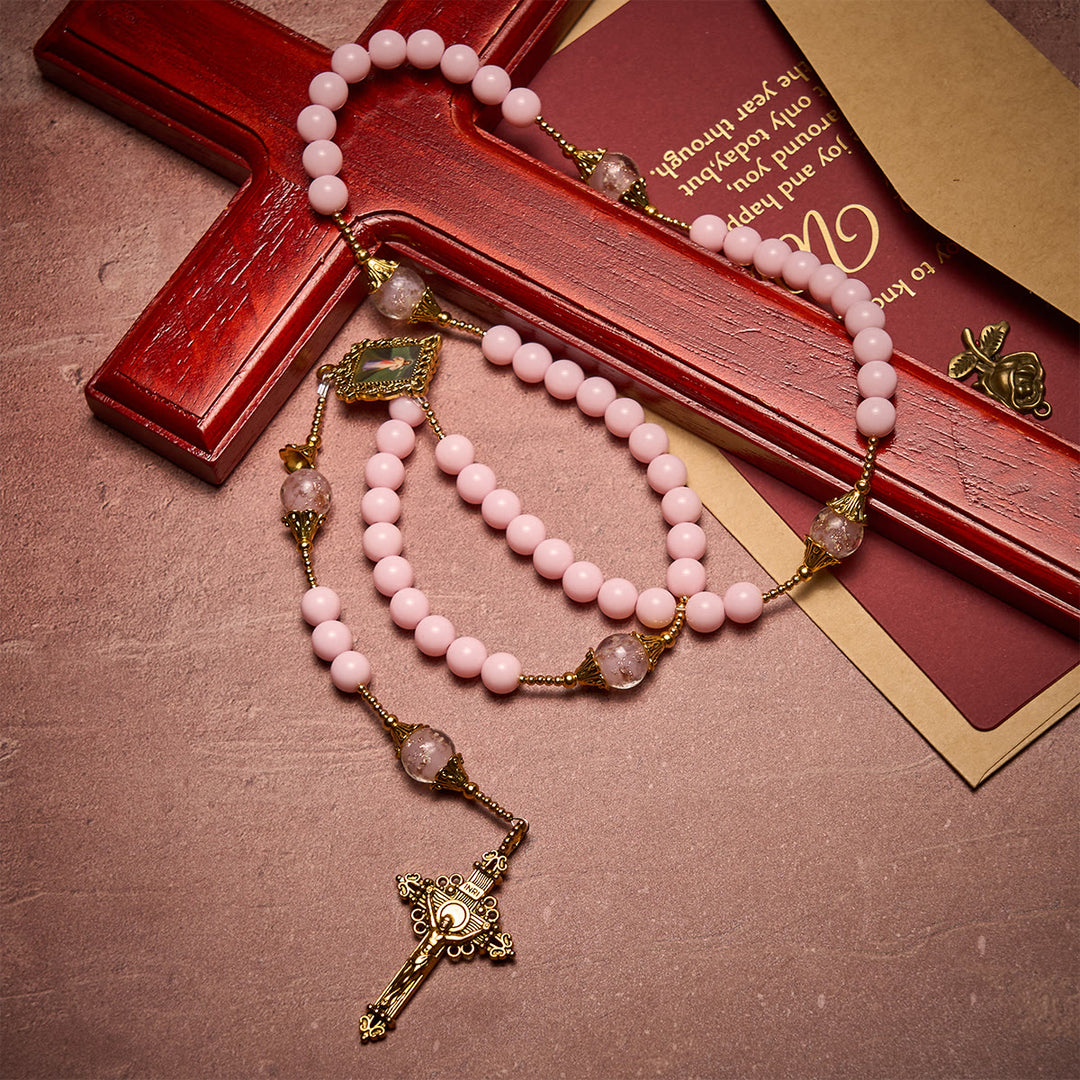 FREE Today: Elegant Pink Beads Faithful Rosary with Divine Mercy for Spiritual Comfort - image 2