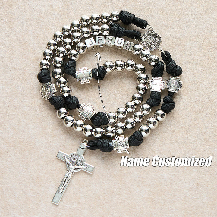FREE Today: Battle Prayer Custom Rosary in Silver-Toned Beads with Personalized JESUS Letter - Name Customized - image 6