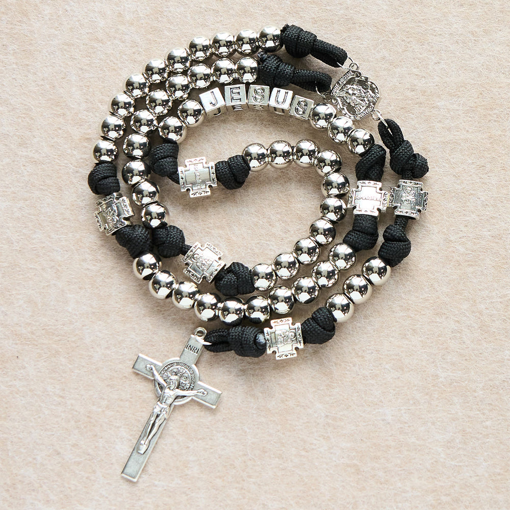 FREE Today: Battle Prayer Custom Rosary in Silver-Toned Beads with Personalized JESUS Letter - image 1
