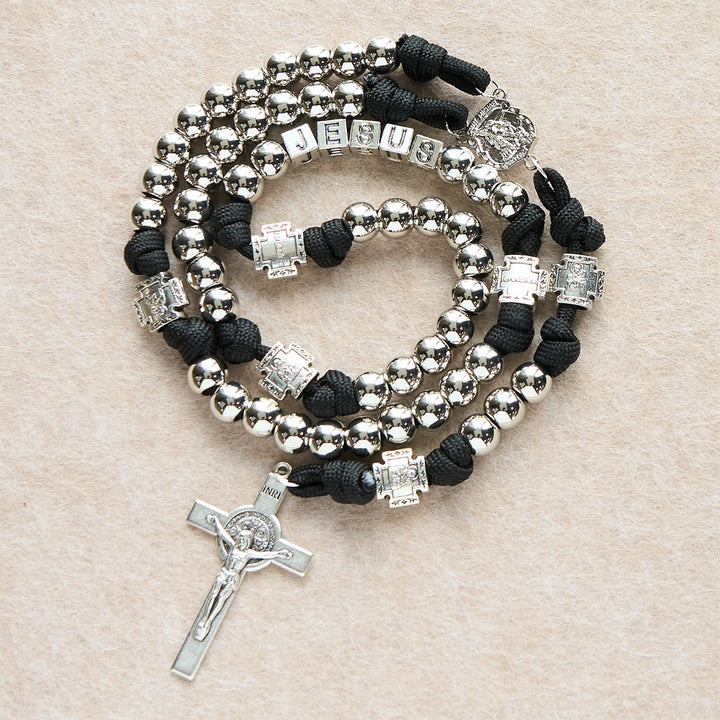 FREE Today: Battle Prayer Custom Rosary in Silver-Toned Beads with Personalized JESUS Letter - JESUS (No Custom) - image 0