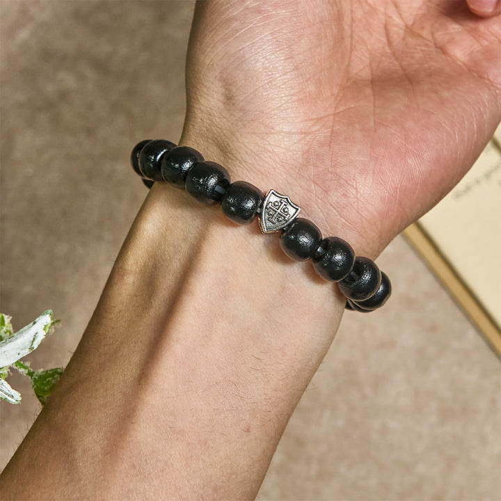 FREE Today: Black Wooden Prayer Handmade Bracelet with Dual Jerusalem Cross Shields - image 1