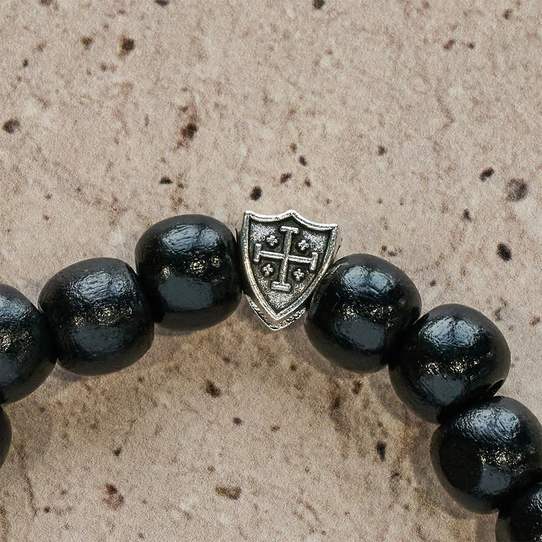 FREE Today: Black Wooden Prayer Handmade Bracelet with Dual Jerusalem Cross Shields - image 5