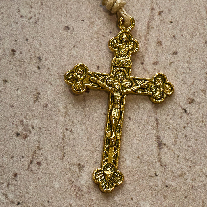 Christianartworkshop Christmas Glass Bead Rosary: Our Lady of Guadalupe Medal & Golden Crucifix - image 10