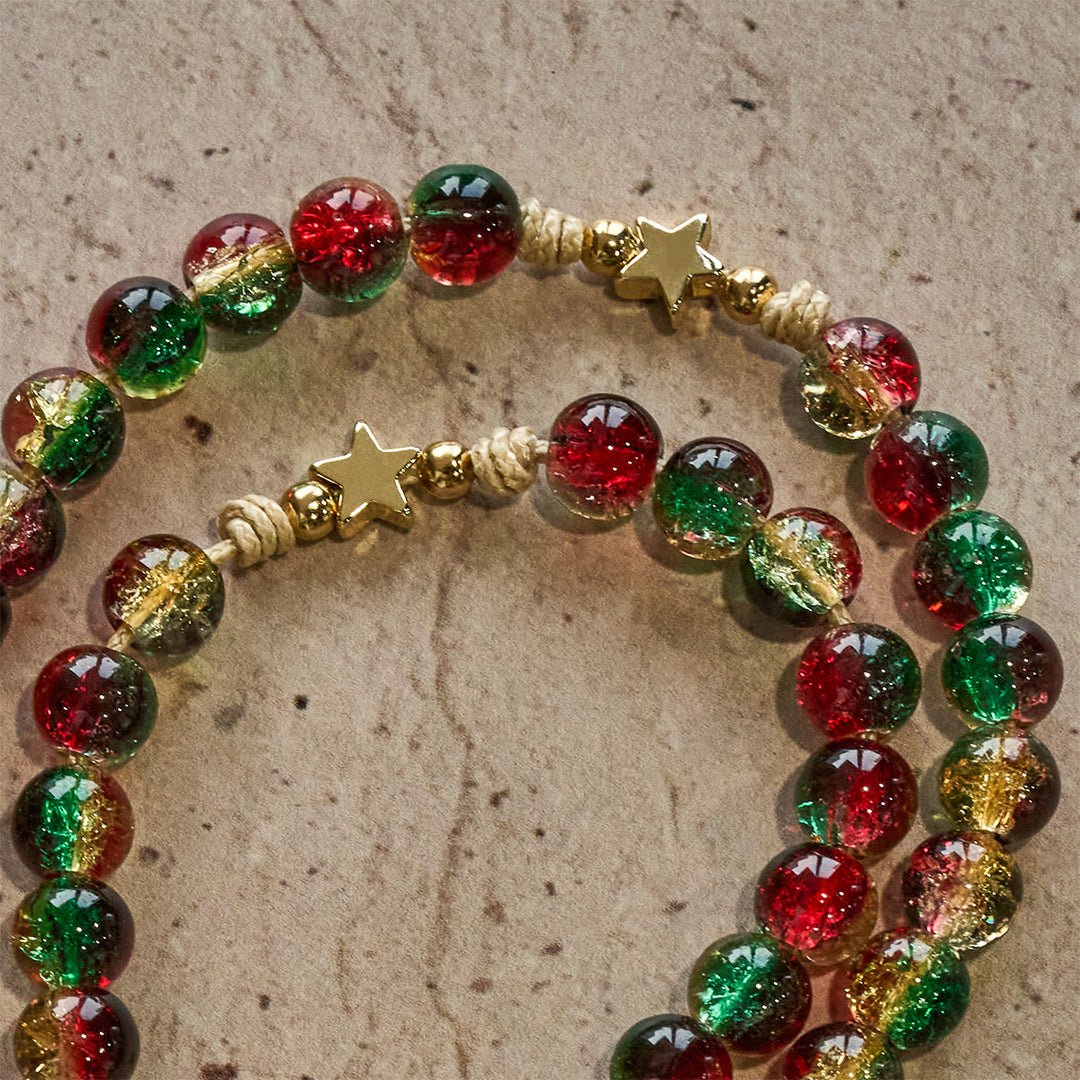 Christianartworkshop Christmas Glass Bead Rosary: Our Lady of Guadalupe Medal & Golden Crucifix - image 9