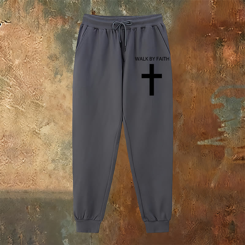 Christianartworkshop Revival Streetwear Walk by Faith Sweatpants: Cross on Side-Leg - image 14