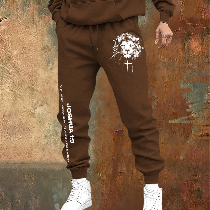 Christianartworkshop Lion of Judah Sweatpants: Joshua 1:9 Verse in Charcoal - image 17