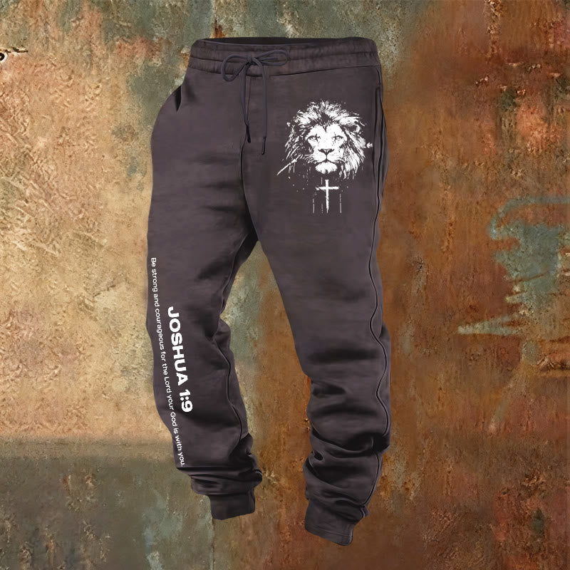 Christianartworkshop Lion of Judah Sweatpants: Joshua 1:9 Verse in Charcoal - Dark Grey - 2XL - image 20