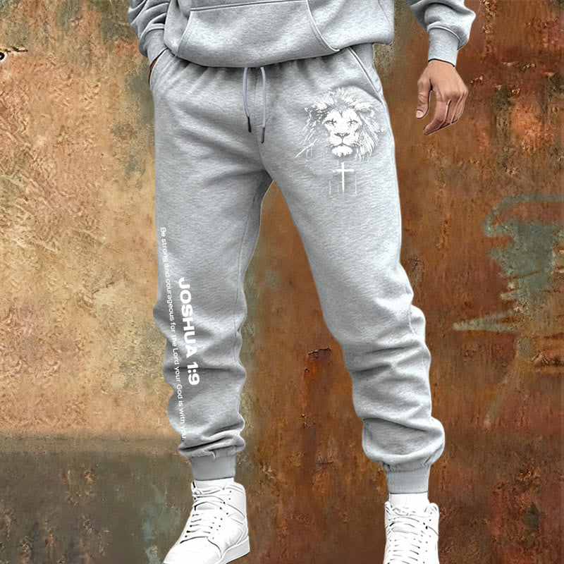 Christianartworkshop Lion of Judah Sweatpants: Joshua 1:9 Verse in Charcoal - image 13