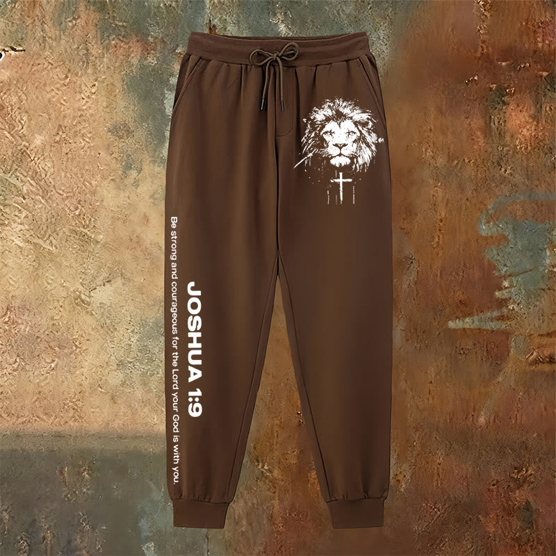 Christianartworkshop Lion of Judah Sweatpants: Joshua 1:9 Verse in Charcoal - image 18