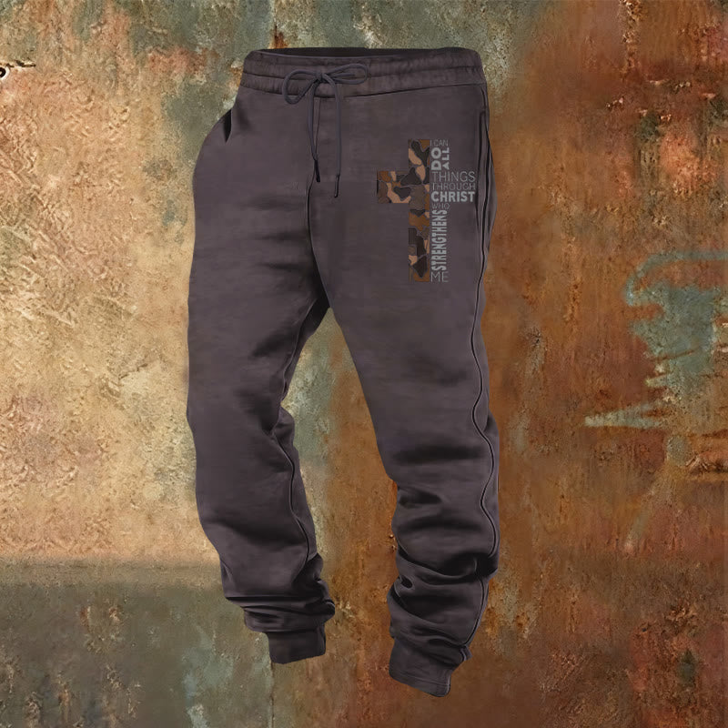 Christianartworkshop Disciple Edition Philippians 4:13 Strength Camo Cross Sweatpants - Dark Grey - 2XL - image 21