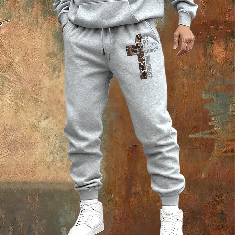 Christianartworkshop Disciple Edition Philippians 4:13 Strength Camo Cross Sweatpants - image 1