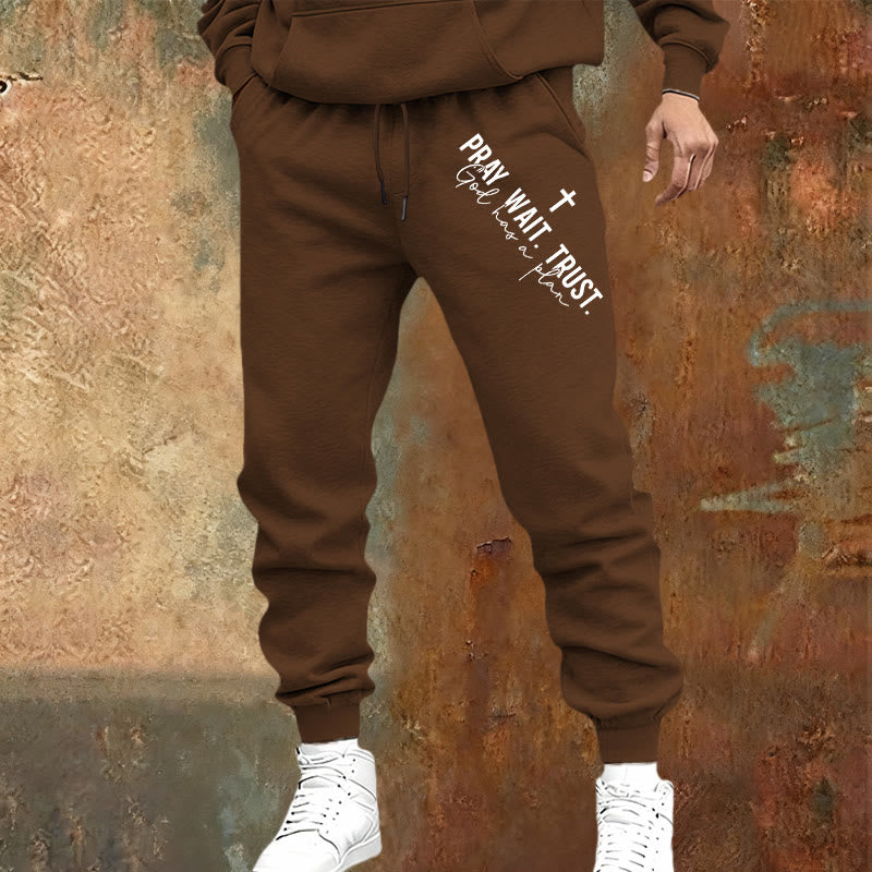 Christianartworkshop Pray Wait Trust Statement Sweatpants: Side-Hip Faith Mantra - image 18