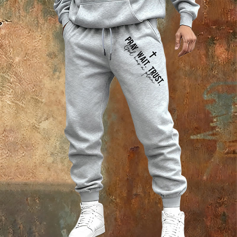 Christianartworkshop Pray Wait Trust Statement Sweatpants: Side-Hip Faith Mantra - image 9